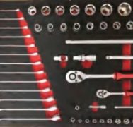 26074 74pc tools 1/4″ 1/2″ Chrome Vanadium in Tool Cabinet
